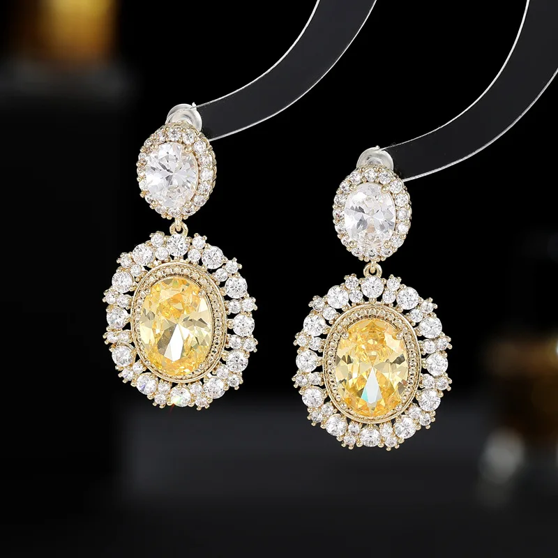 Fashion Geometric Ellipses Dangle Earrings for Women French Temperament Luxury Brand Jewelry Gold Plated Stud Earings