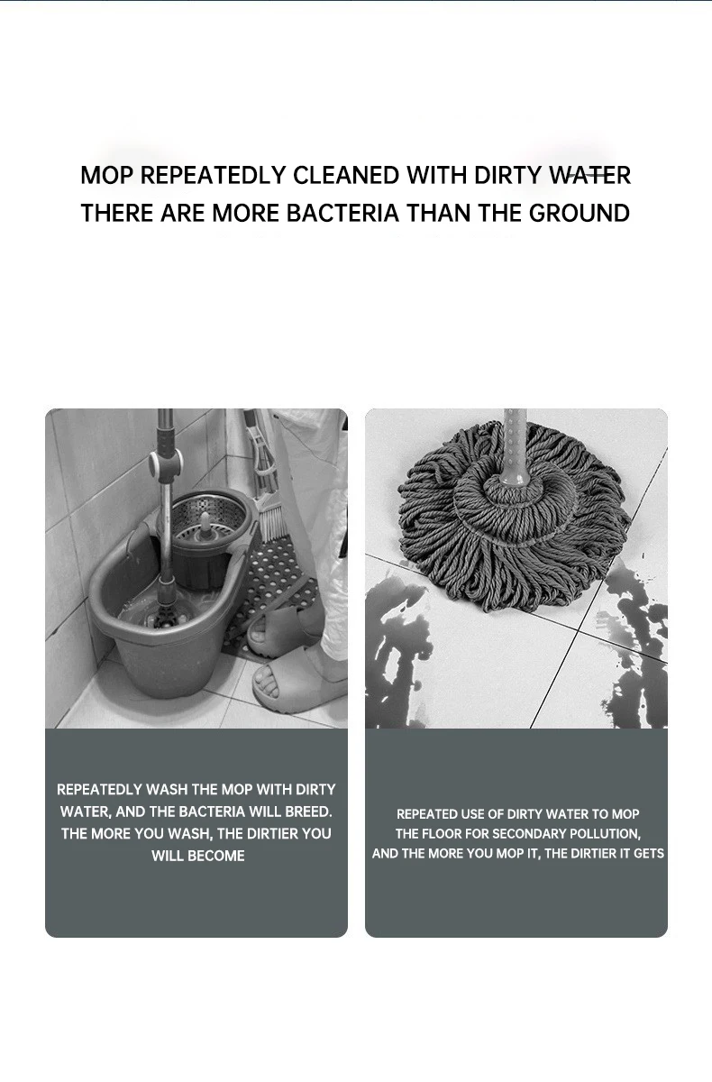 Mop Floor Clean Mop Household Hand-Free Rotary Mop Cleaning Hand Pressure Water-Absorbing Wet And Dry Dual-Use Flat Top Mop Set