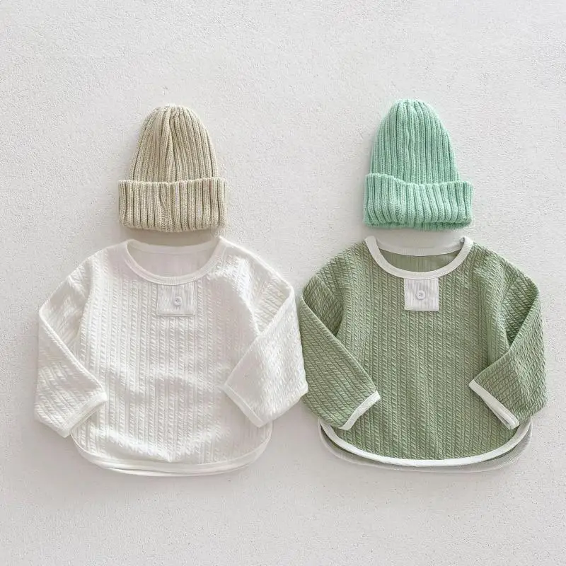 

Autumn New Baby Long Sleeve T Shirts Cotton Infant Girl Solid Casual Pullover Toddler Versatile Bottoming Shirts Kids Clothes
