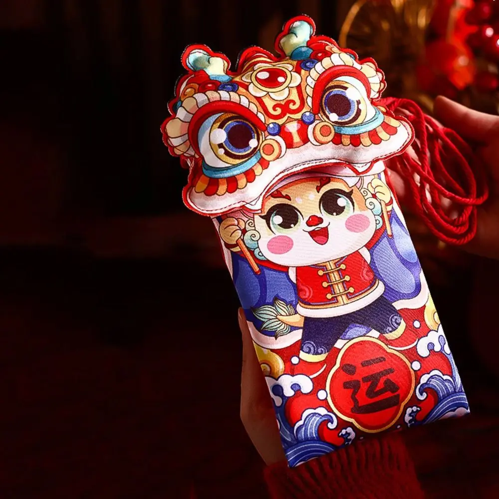 Plush Chinese Dragon Plush Coin Purse Cartoon Red Lucky Wallet Shoulder Pouch Chinese Dragon New Year Coin Purse
