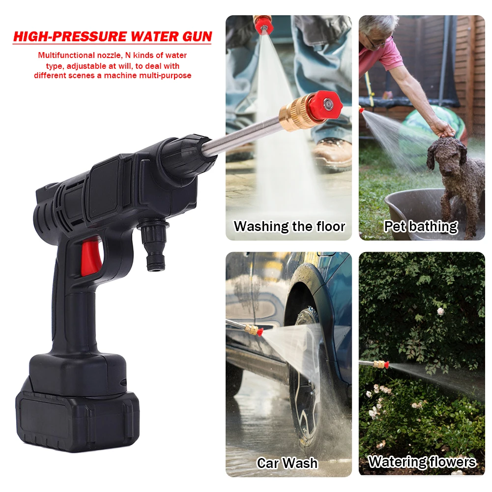 Car Wash Gun 100W 10000mAh Cordless Washing Guns High Pressure Washer Spray Water Gun Portable Washing Machine for Garden high pressure washer gun,electric water spray gun,high pressure sprayer