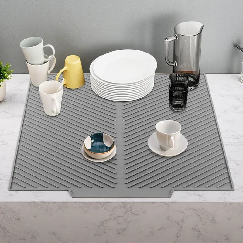 Silicone Drain Pad Kitchen Tableware Anti-slip Mat Diversion Opening Slope Drainage Mat Anti-scalding Coaster Kitchen Utensils