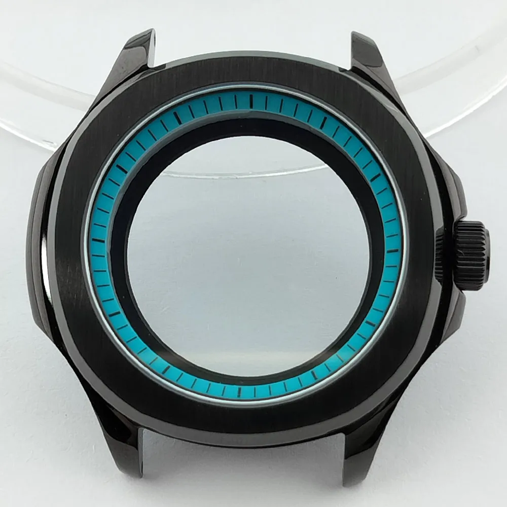 Elegant Men's Watch Case with Sapphire Glass, 39.5mm, 5-Bar Water Resistance, for 28.5mm Dial Accessories
