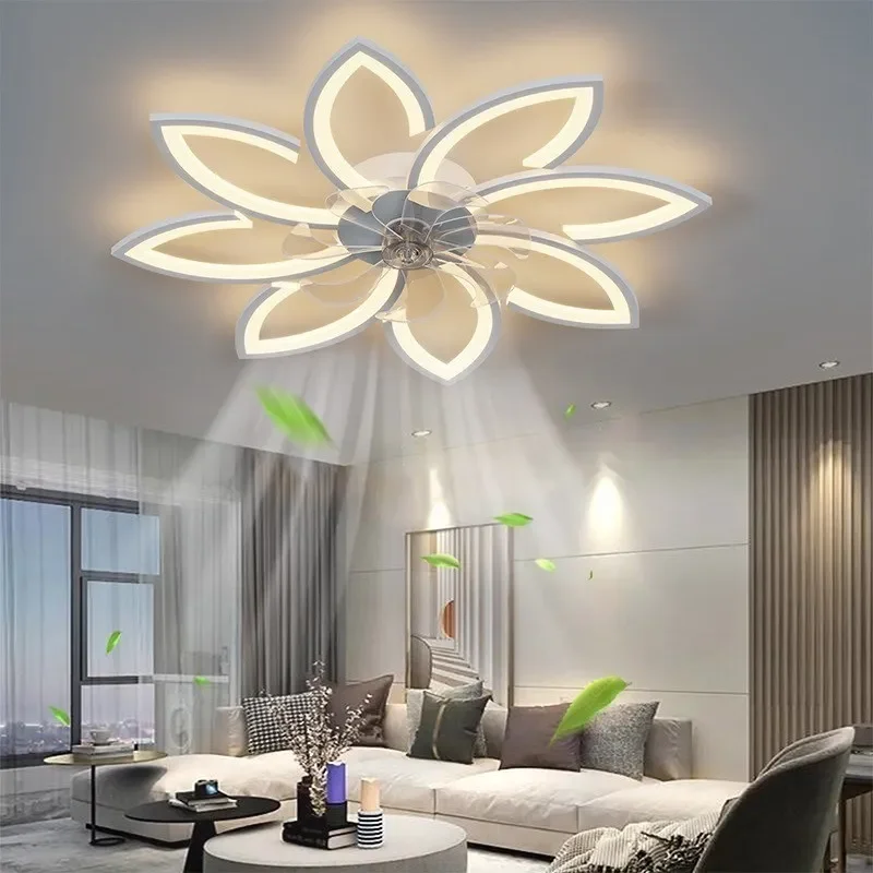 Modern Residential Smart Home Decorative Remote Control Gold Black White Ceiling Fan Lamp Luxury Chandelier Led Ceiling Fan