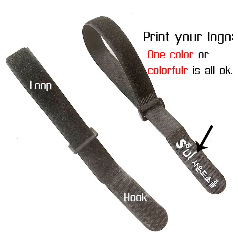 50 Stück Individuell Bedruckbare Nylon-Klettverschlüsse mit Ihrem Logo, Kabelbinder, Klebeband zur Kabelorganisation – Detail 10