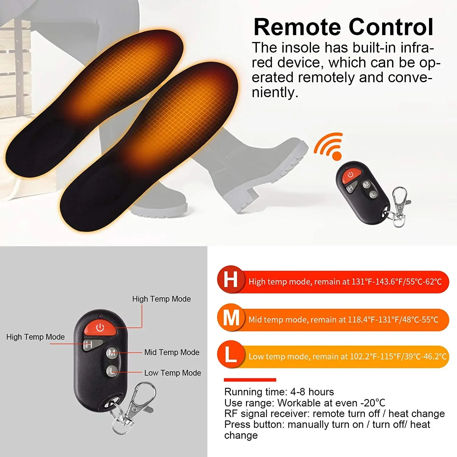 USB Heated Shoe Insoles with Remote Control Heating Insoles for Feet for Women Shoes Winter Thermal Insoles Size EUR 35-46 #