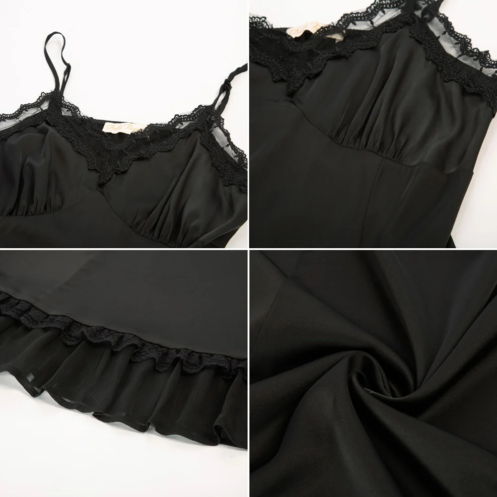 BP Women Lace Trim Full Slip Comfy Spaghetti Strap V-Neck Ruffled For Women Under Dresses Adjustable Spaghetti Strap Cami Dress