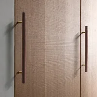Nouvelles poignées de porte d'armoire en laiton massif et bois de noyer, accessoires de cuisine en bois de hêtre, boutons de tiroir de garde-robe, poignées de meubles 5