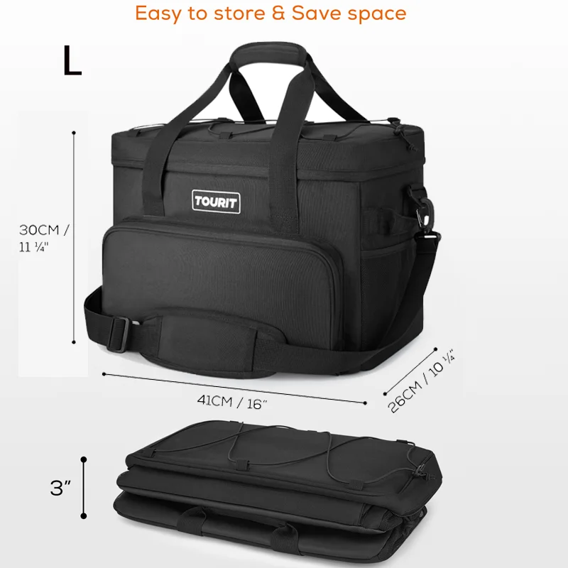 TOURIT 피크닉 쿨러 백, 여행 자동차 냉장고, 46 캔 절연, 접이식 신선도 유지 보온 가방, 32L 대형 점심 절연 가방