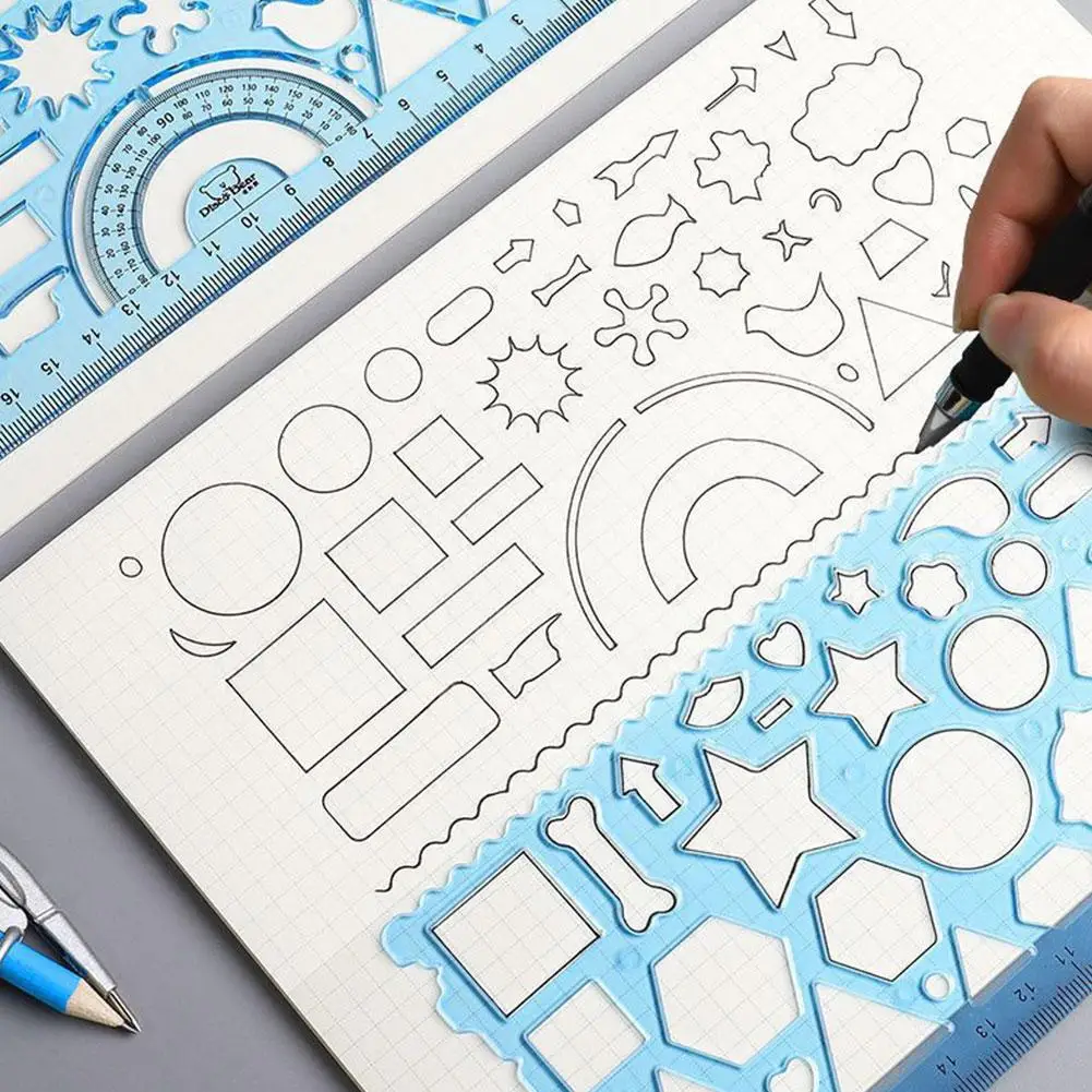 

Children Learning Art Tool Painting Multi-function Puzzle Geometric Ruler Drafting Tools For Students Drawing Toys