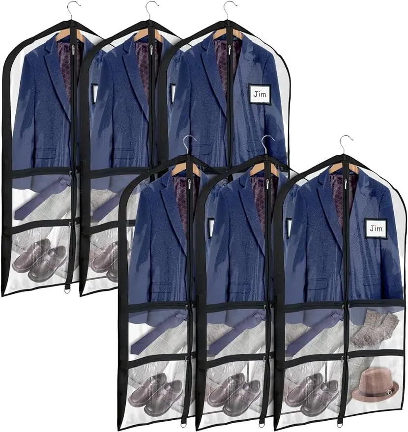 

Прозрачная черная сумка из ПВХ для танцевальных костюмов, 40 дюймов, с 4 карманами средней длины на молнии