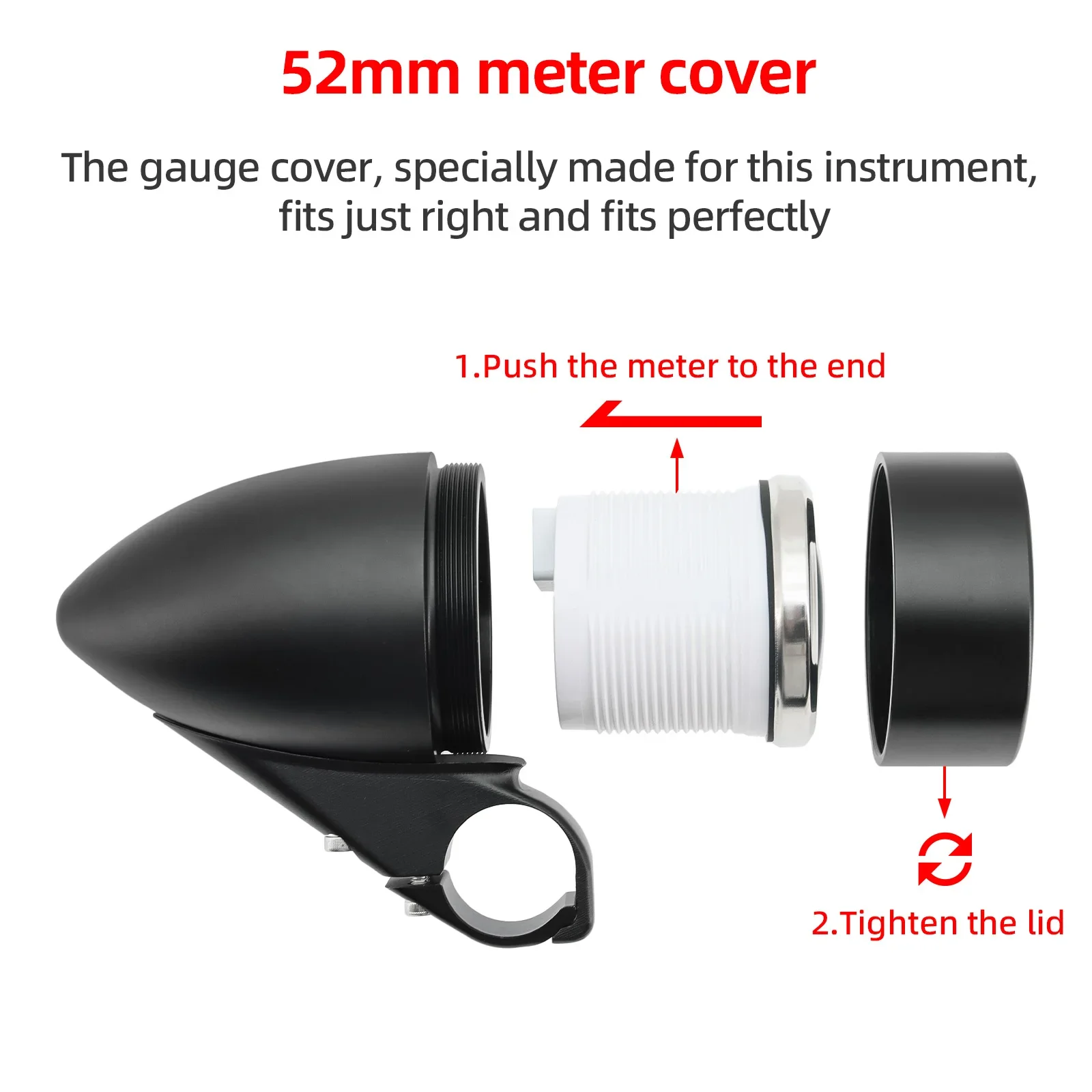 Supporto Per Manometro 52mm Universale – Pod Singolo In Nero Con Nastro Biadesivo Per Auto E Camion