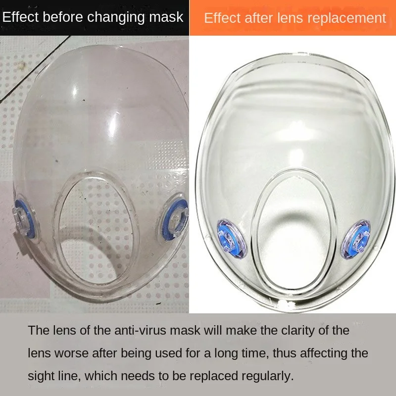 Spherical Screen Headband For 3M 6800 Gas Dust Mask Full Face Chemical Respirator PC Transparent Protective Face Shield