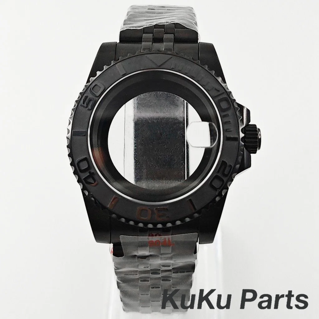 Black Purple GMT Bezel Watch Case with PVD Black Jubilee Bracelet and Sapphire Crystal