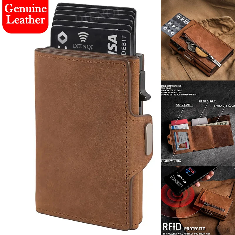 Elegant Genuine Leather RFID-Blocking Cardholder - Slim, Stylish Gift