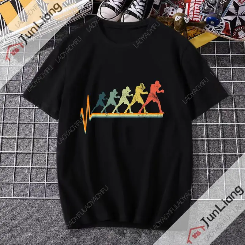 

Футболка с принтом бокса для мужчин и женщин, крутая Свободная Повседневная модная рубашка с коротким рукавом и круглым вырезом