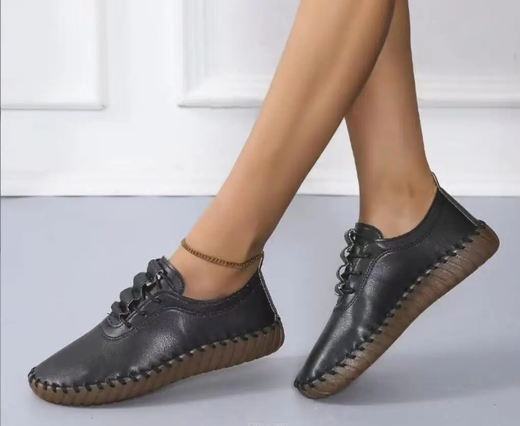 Sexy Spring Autumn Women Fashion Platform comfort Blue Flats Summer Leather Lace up Classic New Footwear Female Oxford Shoes