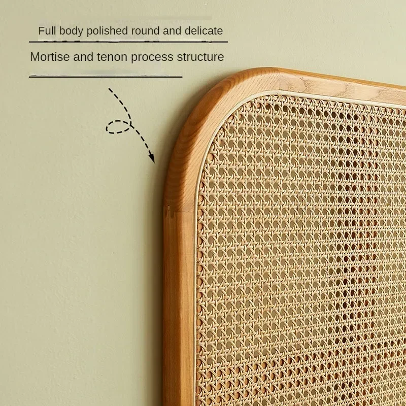 Japanese Solid Wood Headboards for Bed Headboards Simple Household Bed for Bedroom Retro Creative Rattan Backrest