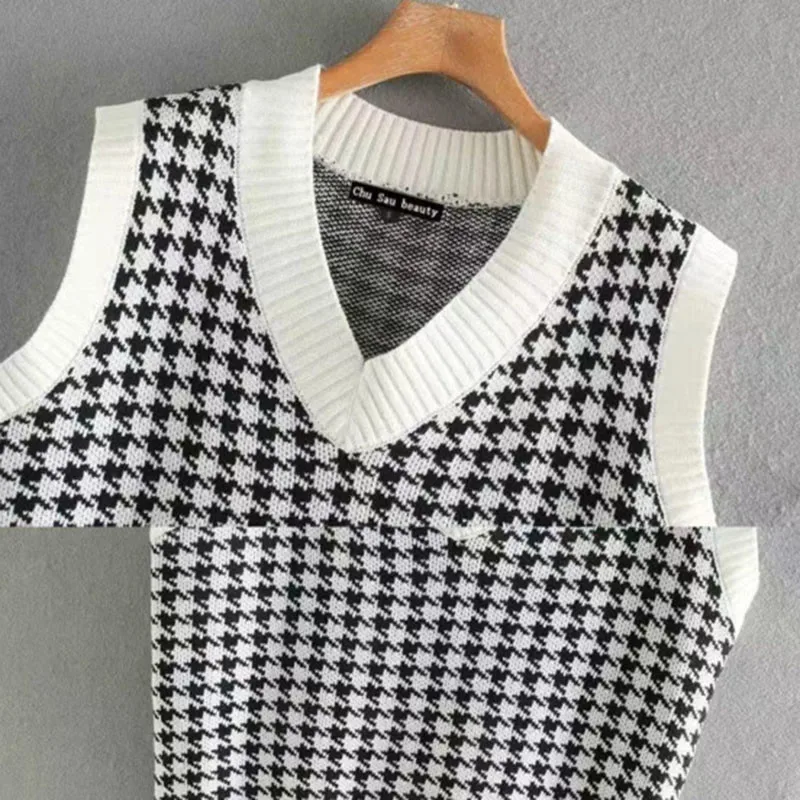 

Весенний Повседневный вязаный жилет, жаккардовый свитер, жилет, Свободный Вязаный топ без рукавов