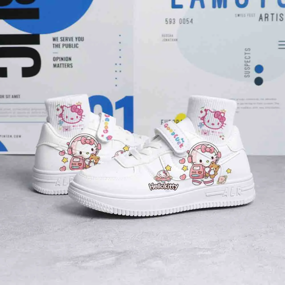 

Kawaii Sanrio Hello Kitty My Melody Kuromi Cinnamoroll Anime Children White Shoes Kids Spring Autumn Sneakers Sports Shoes Gifts
