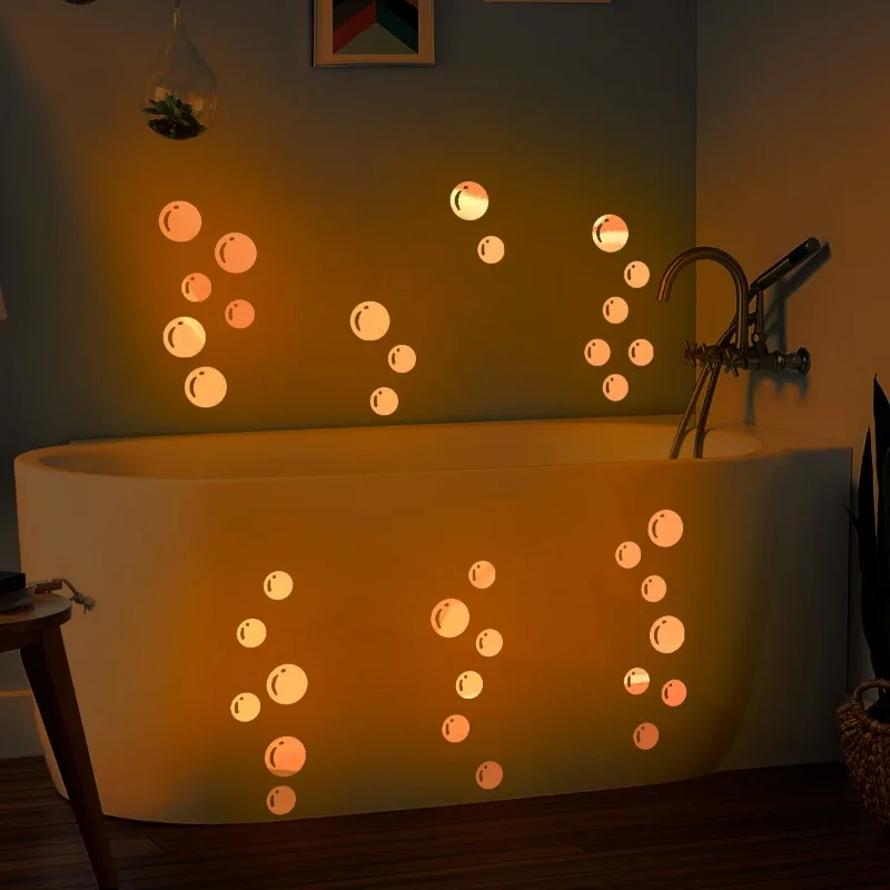 20*29cm Orange Glow in The Dark Circular DIY Wall Stickers for Home Living Room Wall Background Decoration Decal