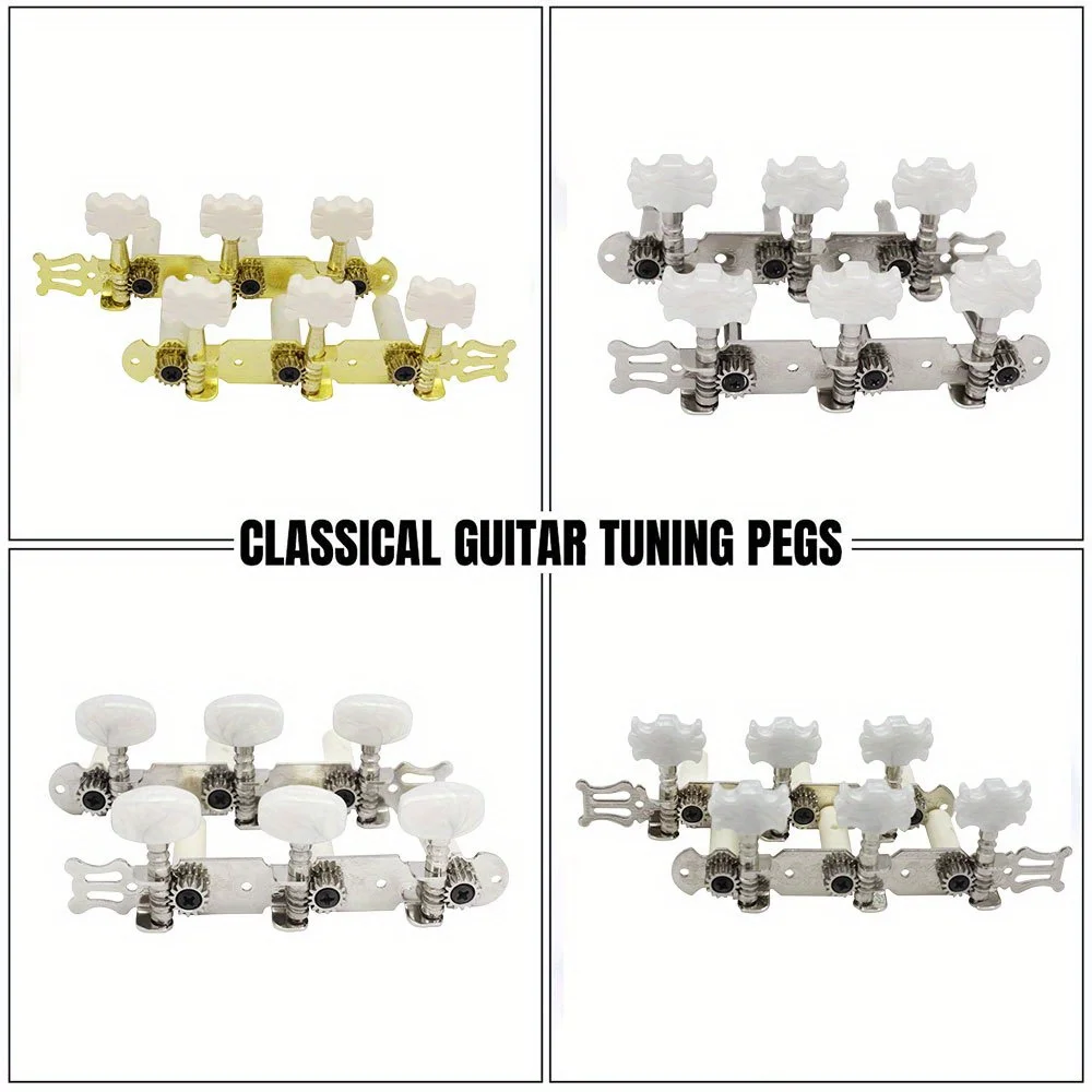 3-Peg Cluster Open-gear Classical Guitar Turners Flower Pattern Guitar Tuning Pegs for Acoustic Classical Guitars 2 Sets 1L1R
