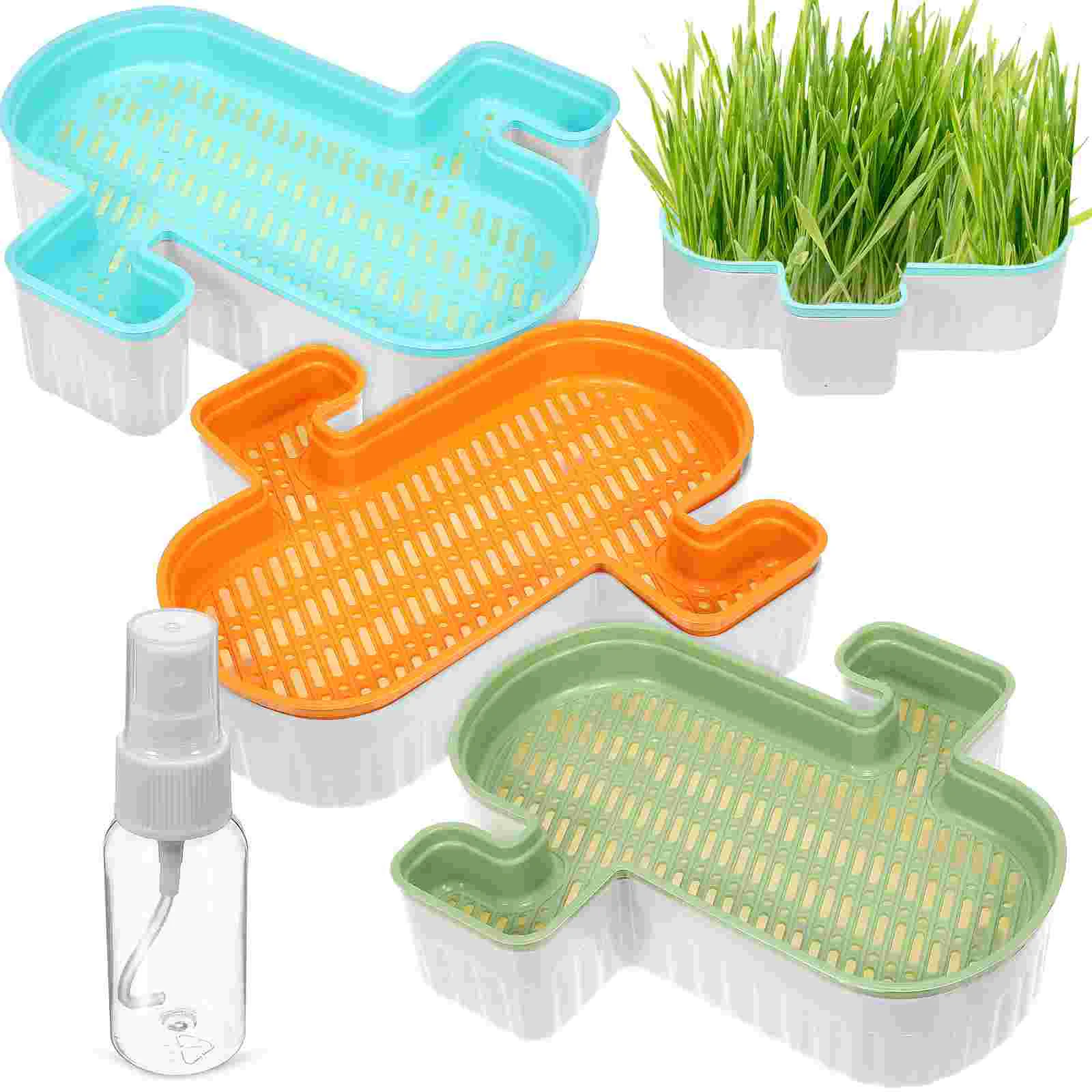 

3 Pcs Pots for Plants Cat Grass Planter Container Soil Free Plastic Soilless Outdoor