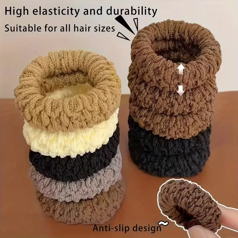 Versatile 10-Pack Seamless Braided Hair Ties - Fashionable Updos & Secure Ponytails in 5 Trendy Colors
