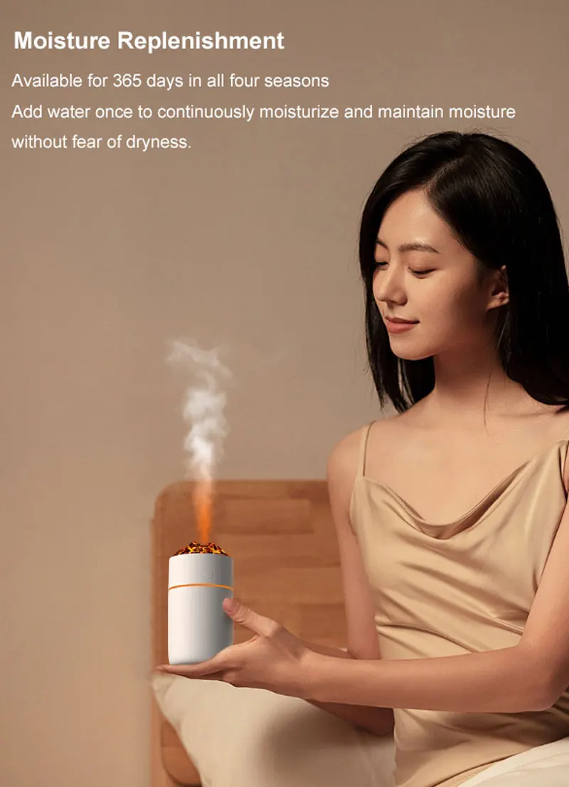 Small hydrating Moisturizing Sprayer Humidifier Ultrasonic Colorful LED Lighting Simulation Volcano 230ml Silent USB Type-c