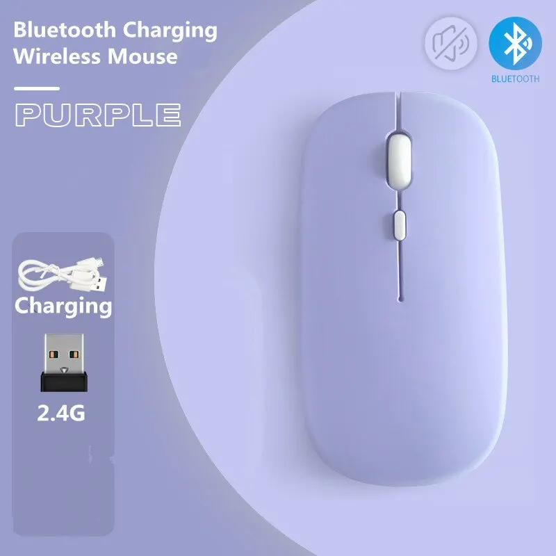 마카론 충전식 무선 블루투스 마우스 2.4G USB 마우스 안드로이드 윈도우 태블릿 노트북 PC IPAD 모바일