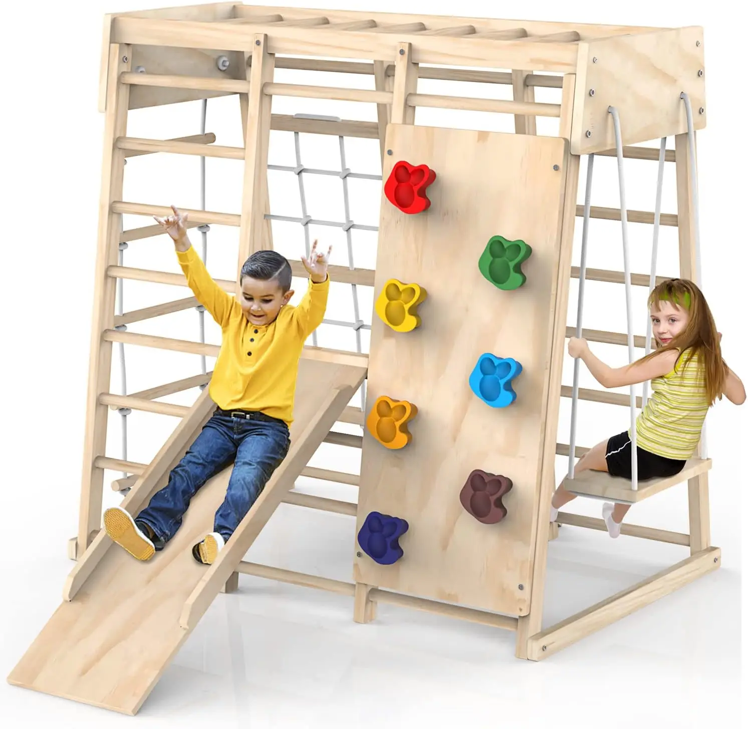 Jungle Gym, Toddler Climbing Toys Indoor, Indoor Playground Climbing Toys for Toddlers, Climber Playset with Slide, Roc