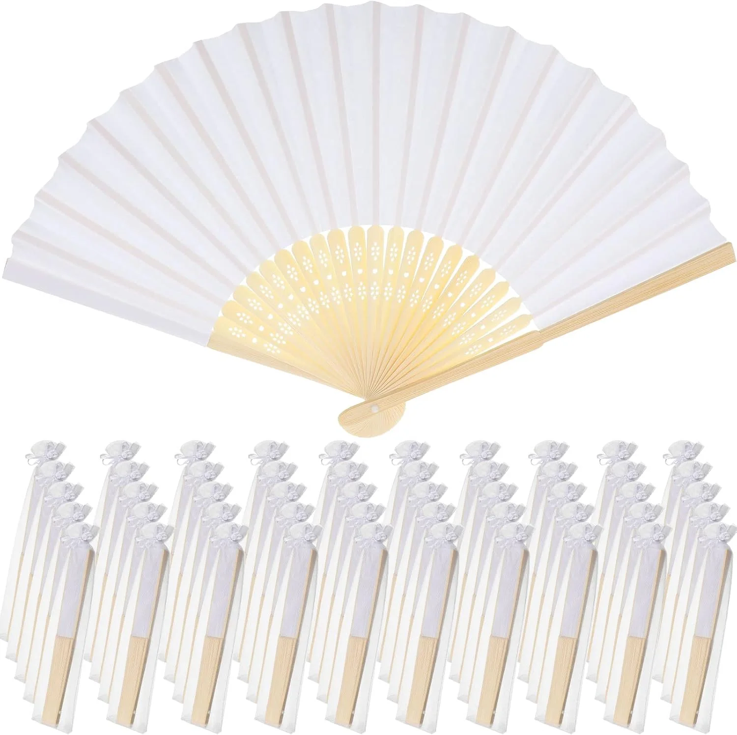 Bamboo Folding Hand Fans - Personalized Paper Fans for Wedding Party Decor