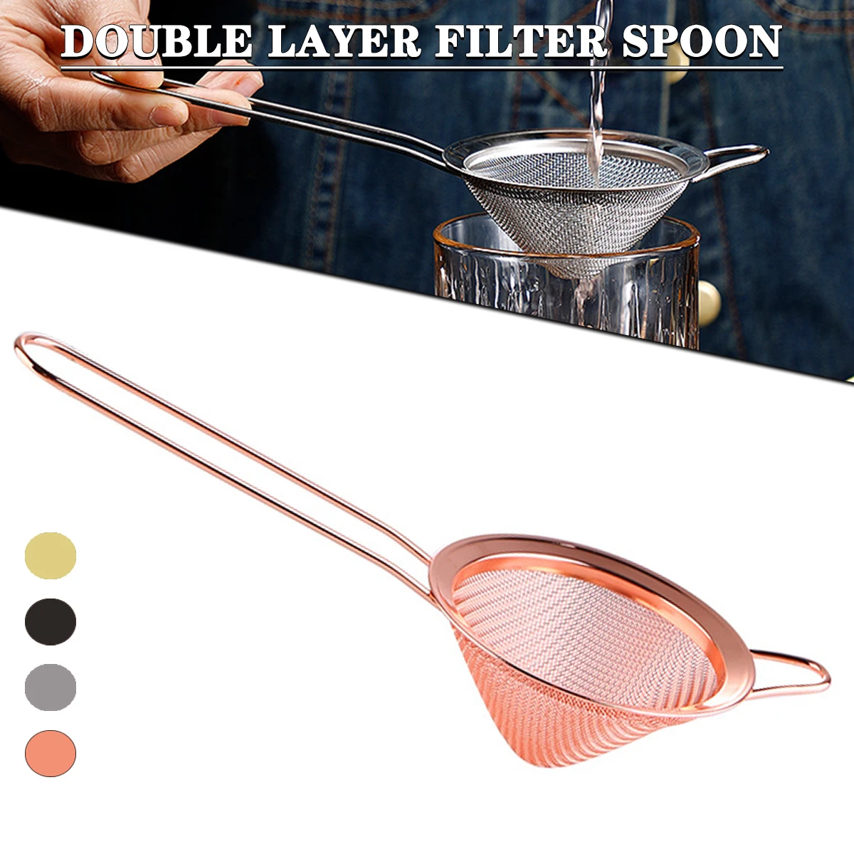 

Сетчатый фильтр из нержавеющей стали 304, тонкое сито для чая с длинной ручкой, сито для сита, сито для коктейльных кофе, муки