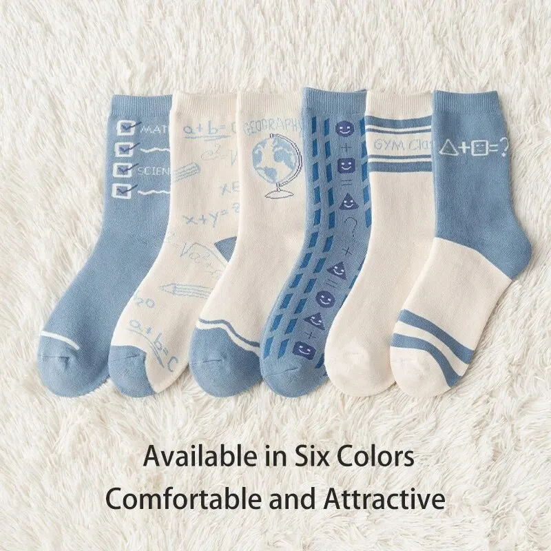 6 Pairs of Women Is Autumn and Winter Fleece Thickened Warm and Comfortable Fashion Cartoon Rabbit Purple Mid-tube Socks 2