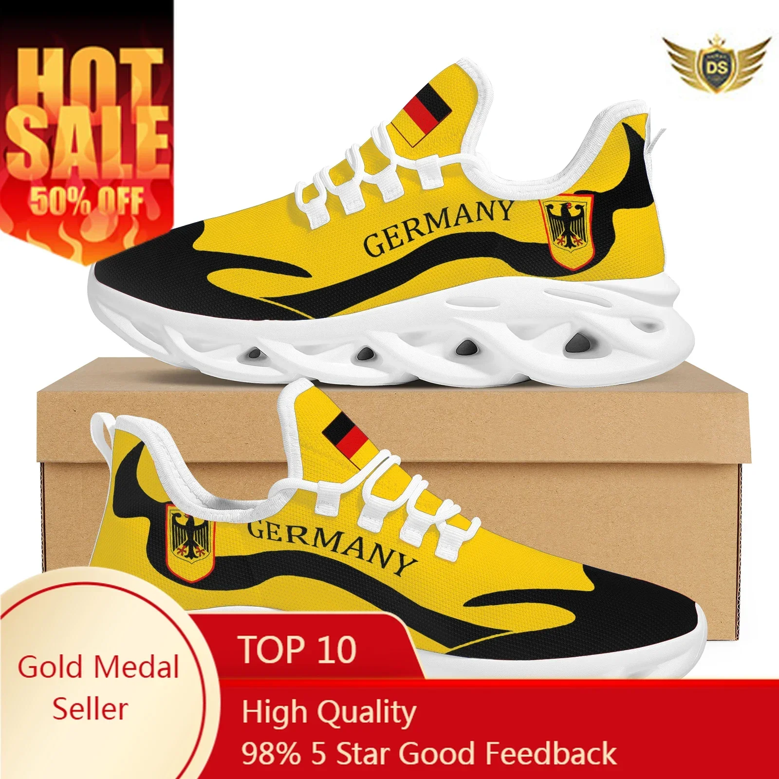 New German Flag Design Sneakers Russian National Emblem Printing Comfortable Platform Casual Shoes Girls Non-slip Lace-up Shoes