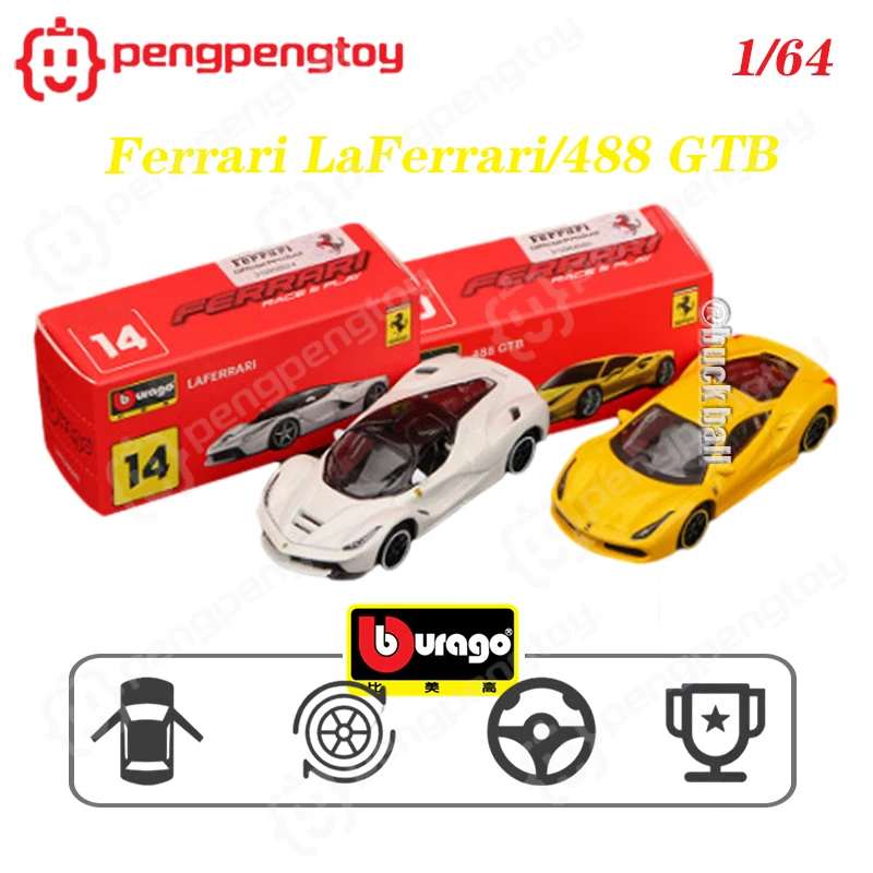 

Bburago 1/64 Ferrari Car Models SF90 Alloy Cars MONZA LAFERRARI 599GTO F50 F40 458Spider 488GTB F12tdf ENZO 56010 458 Speciale