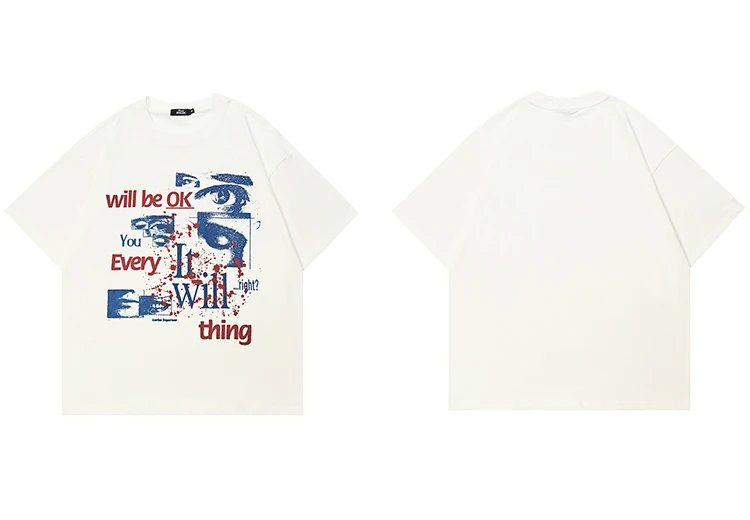 Grunge Eyes Graphic Print T-Shirt S306ba4daaf144bb6ae94319d6abcffdeN