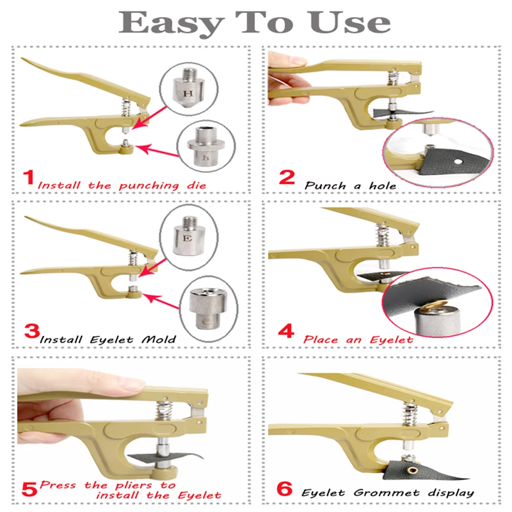 Eyelet Grommet Ring Kit 5/8mm Brass With Pliers For Shoes Bag