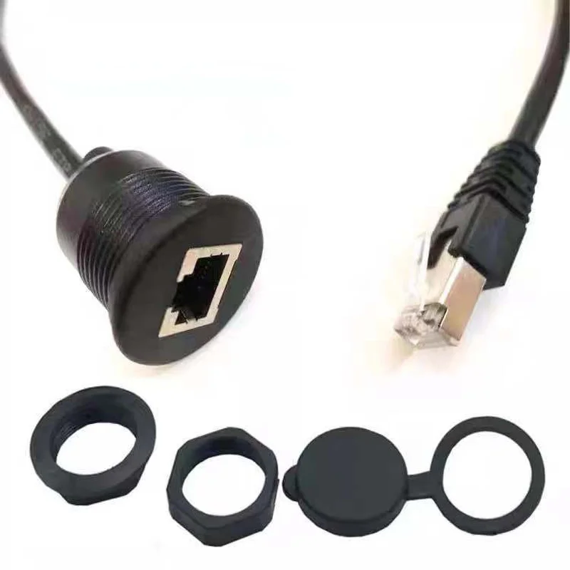 Cabo Ethernet Impermeável Macho para Fêmea Panel Mount Extender Conector à Prova de Água Cabo de Extensão Cat5e Rj45 Ip67