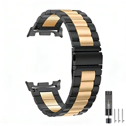 Premium Stainless Steel Bracelet for Smartwatch - Elegant Metal Strap (Black Gold)