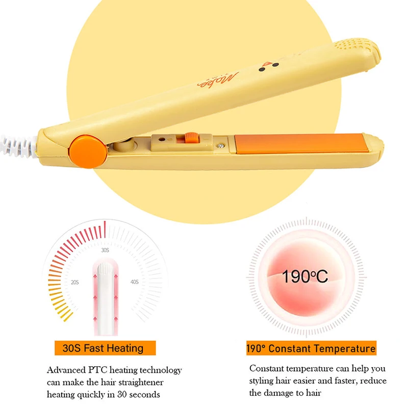 Hair Straightener Ceramic Travel Macaron Mini Curling Bar Straight Roll 2 In 1 Splint Perm Cartoon Portable Electric Curling 2