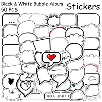 50pcs Black & White Bubble Album Stickers Decals For Phone Laptop Scrapbook DIY Waterproof Stickers Students Stationary Supplies 2