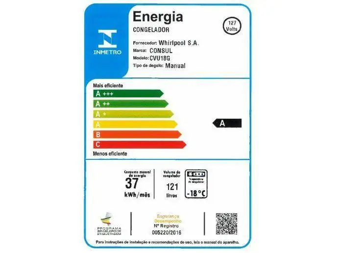 Freezer Vertical Consul 1 Porta 121L CVU18GB - 110V 6