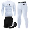 N-Print Rashguard Men Sportswear Compression Suits Quick Dry Gym Fitness Running Tracksuits Men T Shirts+Shorts 3 Pieces Sets 3