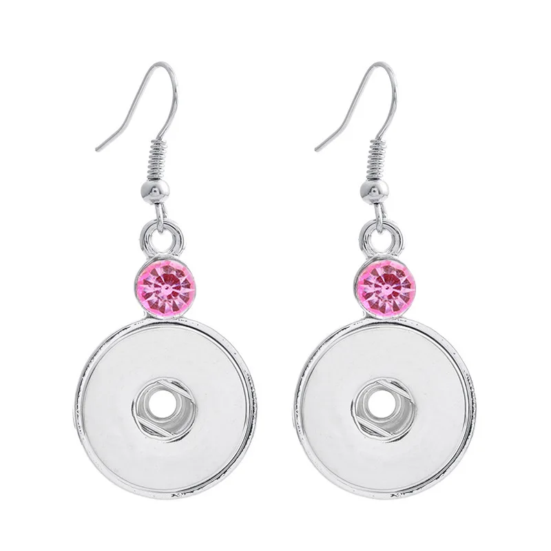 12Pairs Simple Metal Crystal 18mm Snap Button Dangle Earrings for Women Snaps Jewelry