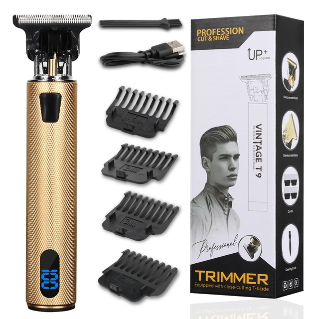 2022 USB Electric Hair Clippers Rechargeable Shaver Beard Trimmer Professional Men Hair Cutting Machine Beard Barber Hair Cut t9 GoldLCD