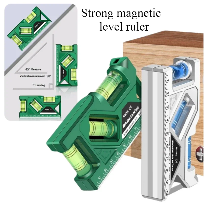 Mini Level Gauge High-precision Horizontal Vertical Measure Metric Ruler Protractor Home Portable Magnetic Pocket Level Gauge