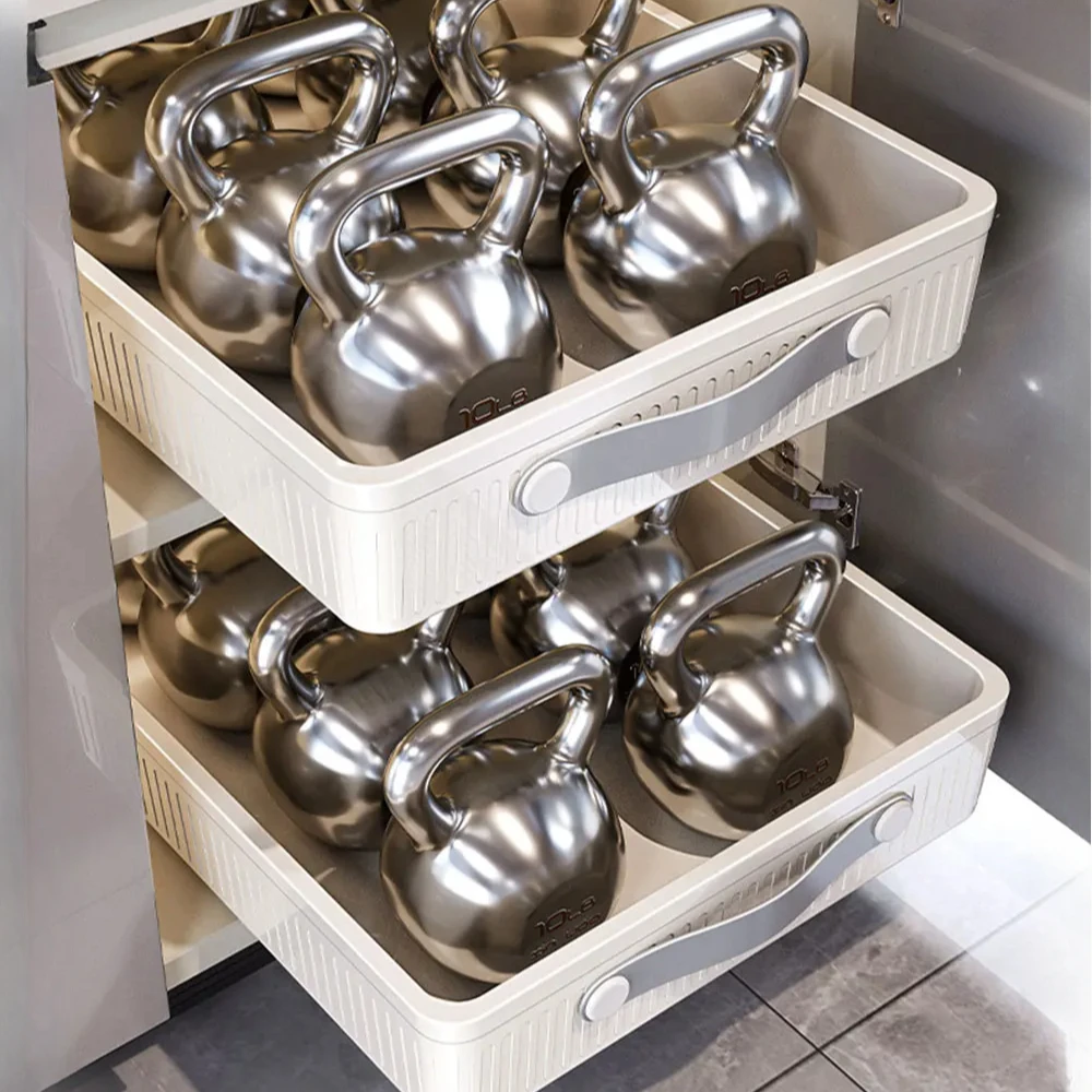 Kitchen Drawer No Installation Required Sliding Rail High-Capacity Storage Box Wardrobe Moisture-Proof Boxes Simple Bowl Shelves