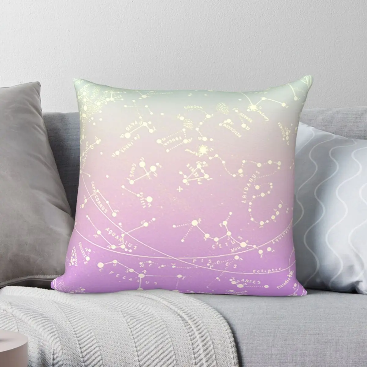 

Pastel Constellations Pillowcase Polyester Linen Velvet Pattern Zip Decor Home Cushion Cover