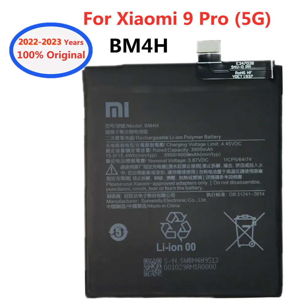 

Xiaomi 100% Orginal Phone Battery BM4H For Xiaomi 9 pro Mi9pro mi 9pro 5G Version High Quality Smartphone Battery Bateria 4000mA
